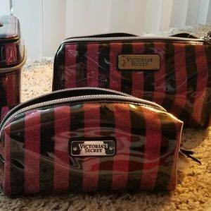 Victoria's Secret pink glitter black cosmetic set